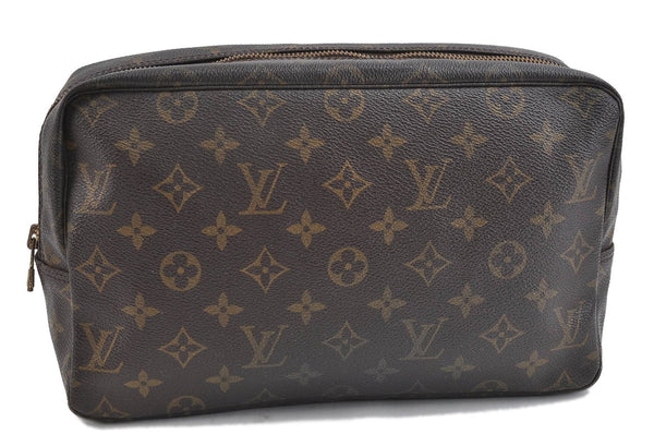 Auth Louis Vuitton Monogram Trousse Toilette 28 Clutch Hand Bag M47522 LV 1687D