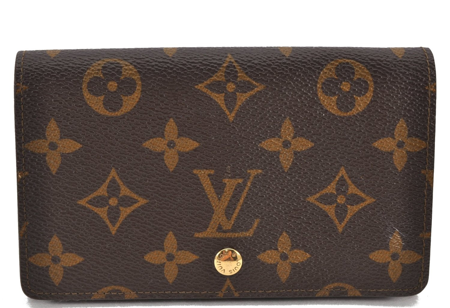 Auth Louis Vuitton Monogram Porte Monnaie Billets Tresor Wallet M61730 LV 1688F