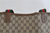 Authentic GUCCI Web Sherry Line Shoulder Tote Bag GG PVC Leather Brown 1689D