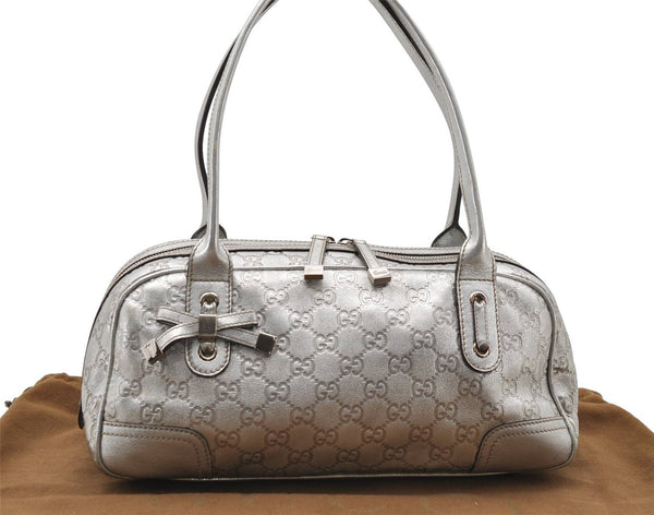 Auth GUCCI Princy Guccissima GG Leather Shoulder Hand Bag 161720 Silver 1690D