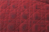 Authentic Christian Dior Lady Dior Cannage Nylon Leather Hand Bag Red CD 1692D