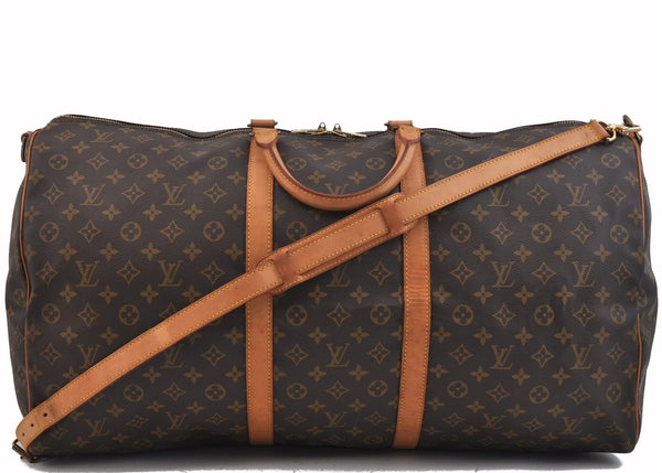 Authentic Louis Vuitton Monogram Keepall Bandouliere 60 M41412 Boston Bag 1695F