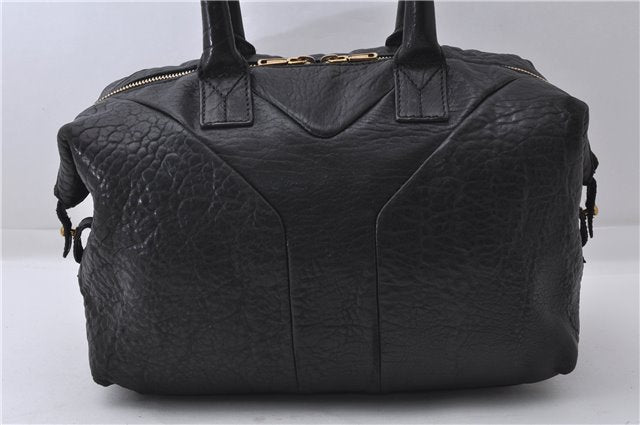 Authentic YVES SAINT LAURENT Easy Boston Hand Bag Leather 208315 Black 1697D