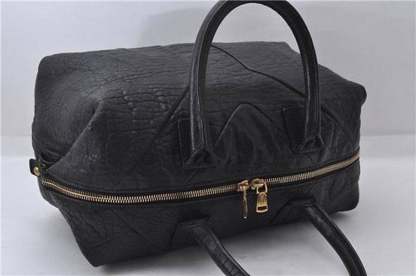 Authentic YVES SAINT LAURENT Easy Boston Hand Bag Leather 208315 Black 1697D