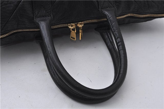 Authentic YVES SAINT LAURENT Easy Boston Hand Bag Leather 208315 Black 1697D