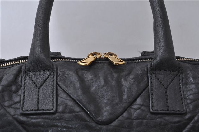 Authentic YVES SAINT LAURENT Easy Boston Hand Bag Leather 208315 Black 1697D