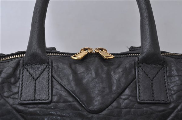 Authentic YVES SAINT LAURENT Easy Boston Hand Bag Leather 208315 Black 1697D