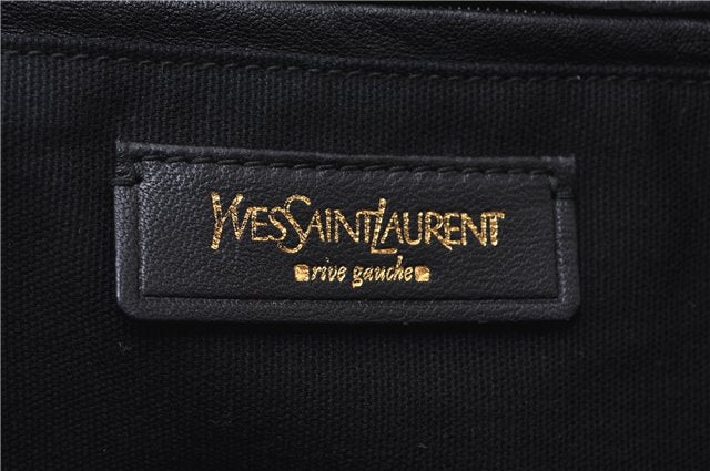 Authentic YVES SAINT LAURENT Easy Boston Hand Bag Leather 208315 Black 1697D