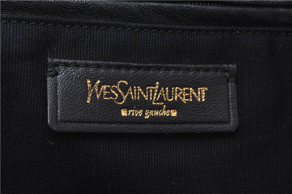 Authentic YVES SAINT LAURENT Easy Boston Hand Bag Leather 208315 Black 1697D