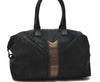 Authentic YVES SAINT LAURENT Easy Boston Bag Nuback Leather 208314 Black 1698D