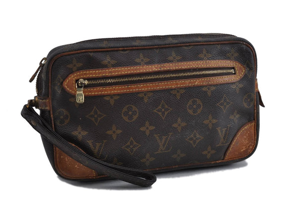 Auth Louis Vuitton Monogram Marly Dragonne GM Clutch Hand Bag M51825 LV 1705D