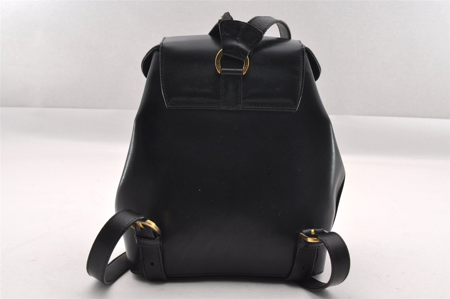Authentic Salvatore Ferragamo Heel Motif Backpack Purse Leather Black Junk 1707I