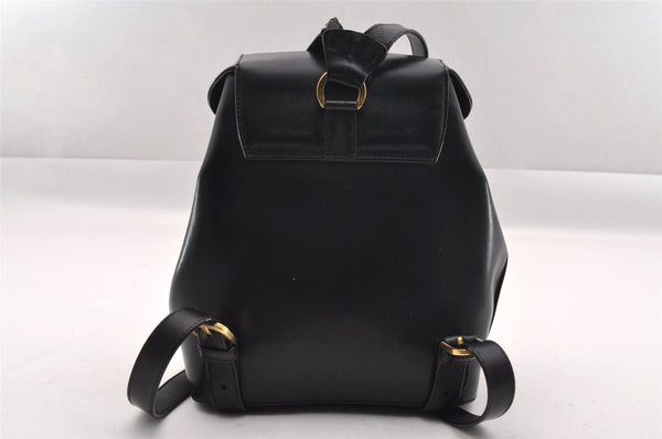 Authentic Salvatore Ferragamo Heel Motif Backpack Purse Leather Black Junk 1707I