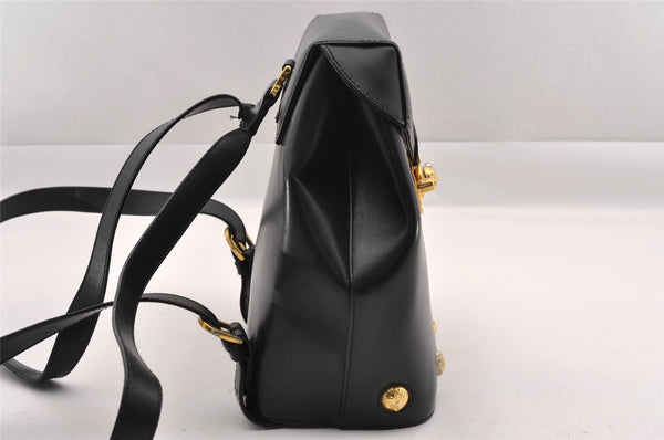 Authentic Salvatore Ferragamo Heel Motif Backpack Purse Leather Black Junk 1707I