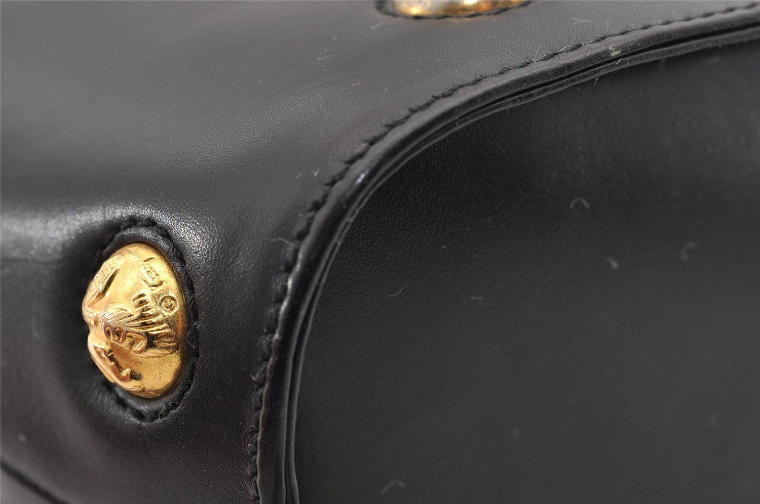 Authentic Salvatore Ferragamo Heel Motif Backpack Purse Leather Black Junk 1707I