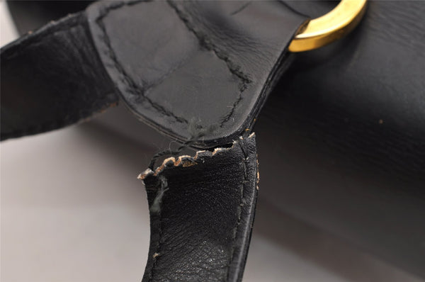 Authentic Salvatore Ferragamo Heel Motif Backpack Purse Leather Black Junk 1707I