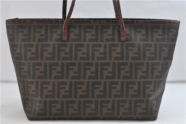 Authentic FENDI Zucca Shoulder Tote Bag PVC Brown 1710D