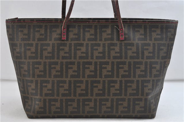 Authentic FENDI Zucca Shoulder Tote Bag PVC Brown 1710D
