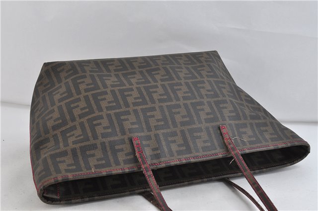Authentic FENDI Zucca Shoulder Tote Bag PVC Brown 1710D