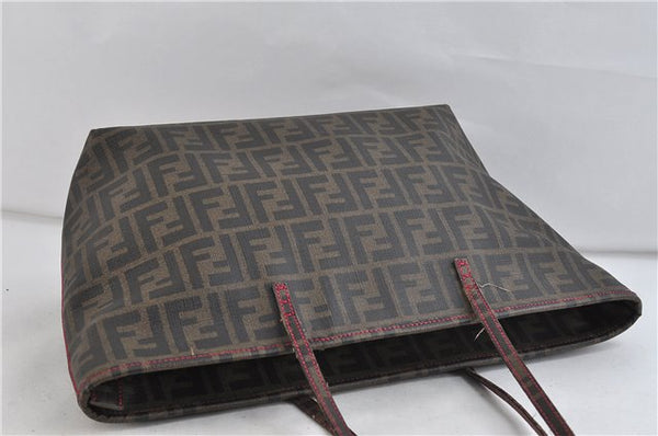 Authentic FENDI Zucca Shoulder Tote Bag PVC Brown 1710D