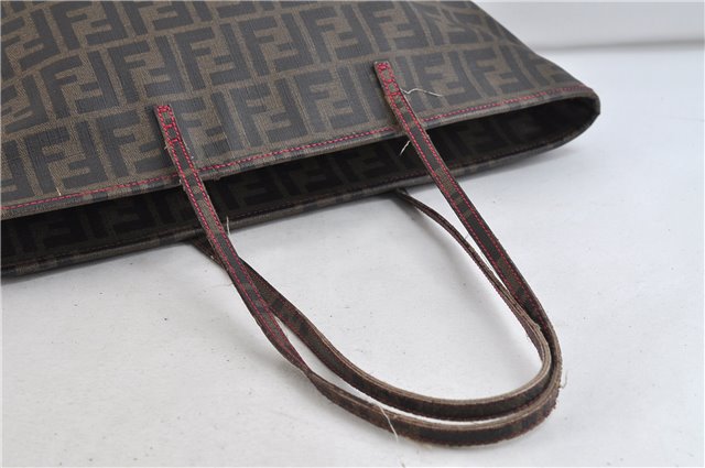 Authentic FENDI Zucca Shoulder Tote Bag PVC Brown 1710D