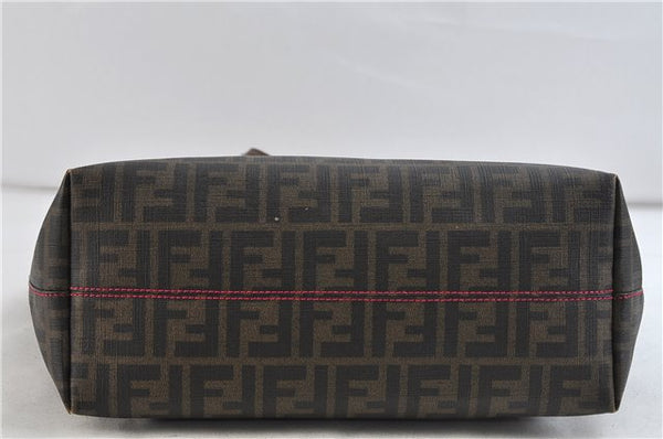 Authentic FENDI Zucca Shoulder Tote Bag PVC Brown 1710D