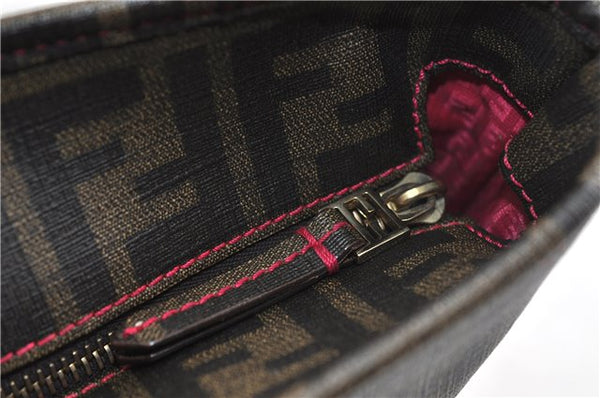 Authentic FENDI Zucca Shoulder Tote Bag PVC Brown 1710D