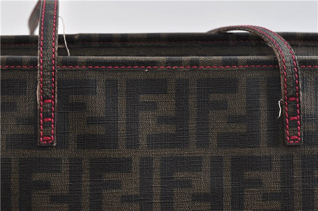 Authentic FENDI Zucca Shoulder Tote Bag PVC Brown 1710D