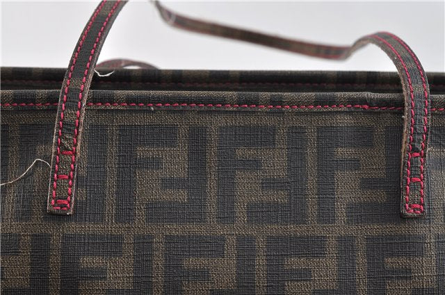 Authentic FENDI Zucca Shoulder Tote Bag PVC Brown 1710D