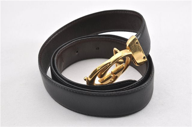 Authentic GUCCI Interlocking G Vintage Belt Leather 32.7-34.6