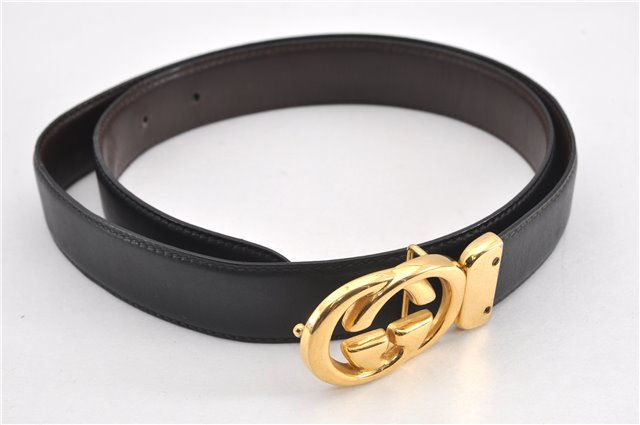 Authentic GUCCI Interlocking G Vintage Belt Leather 32.7-34.6