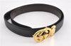 Authentic GUCCI Interlocking G Vintage Belt Leather 32.7-34.6" Black Brown 1710G