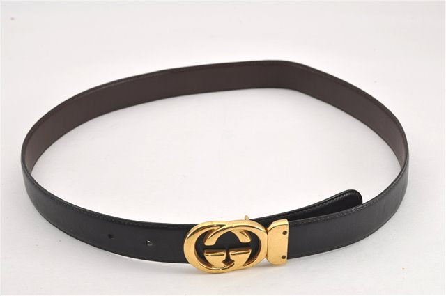 Authentic GUCCI Interlocking G Vintage Belt Leather 32.7-34.6