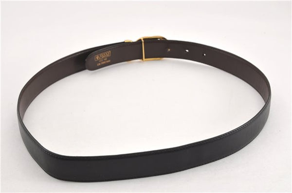 Authentic GUCCI Interlocking G Vintage Belt Leather 32.7-34.6" Black Brown 1710G