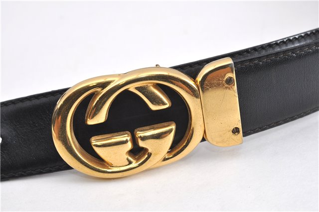 Authentic GUCCI Interlocking G Vintage Belt Leather 32.7-34.6