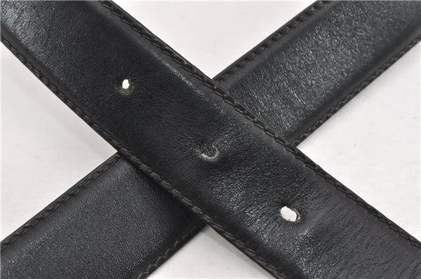 Authentic GUCCI Interlocking G Vintage Belt Leather 32.7-34.6" Black Brown 1710G