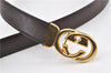 Authentic GUCCI Interlocking G Vintage Belt Leather 32.7-34.6" Black Brown 1710G