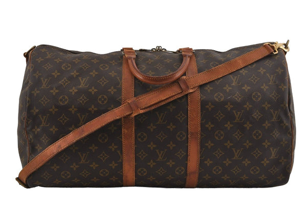 Authentic Louis Vuitton Monogram Keepall Bandouliere 55 M41414 Boston Bag 1711I