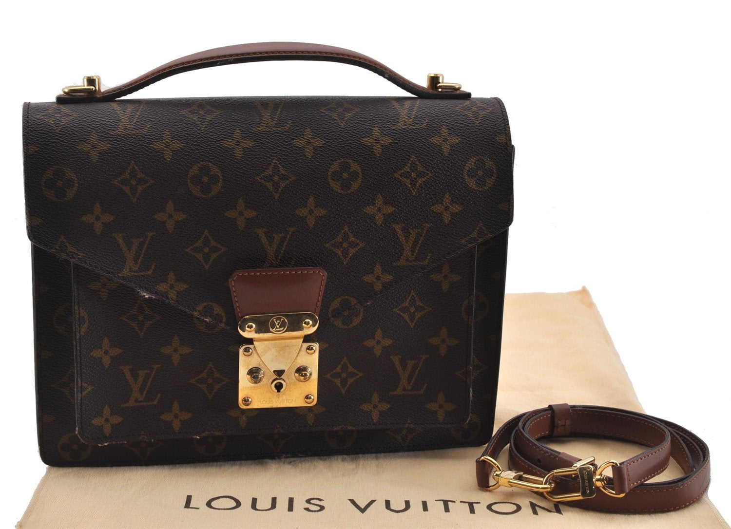 Authentic Louis Vuitton Monogram Monceau 2Way Shoulder Hand Bag M51185 LV 1714F