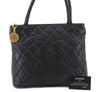 Authentic CHANEL Caviar Skin Medallion CoCo Mark Shoulder Tote Bag Black 1715D