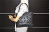 Authentic CHANEL Caviar Skin Medallion CoCo Mark Shoulder Tote Bag Black 1715D