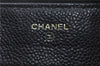 Authentic CHANEL Caviar Skin CC Logo Long Wallet Purse Black 1717D