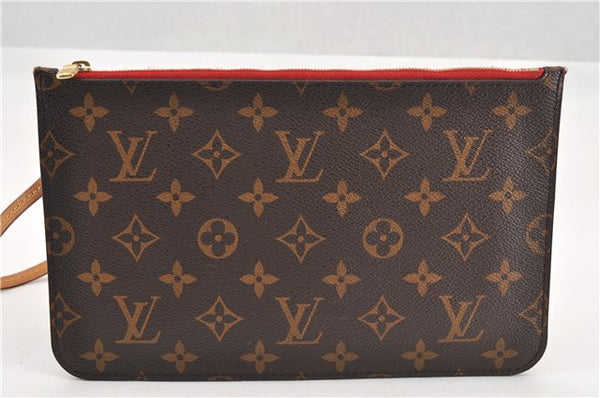 Authentic Louis Vuitton Monogram Neverfull Pouch Purse Clutch Bag Red LV 1717G