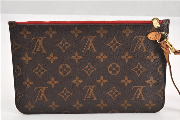 Authentic Louis Vuitton Monogram Neverfull Pouch Purse Clutch Bag Red LV 1717G