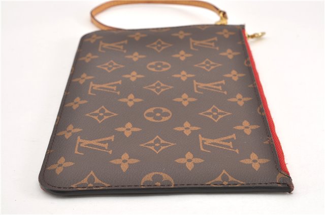 Authentic Louis Vuitton Monogram Neverfull Pouch Purse Clutch Bag Red LV 1717G