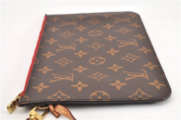 Authentic Louis Vuitton Monogram Neverfull Pouch Purse Clutch Bag Red LV 1717G