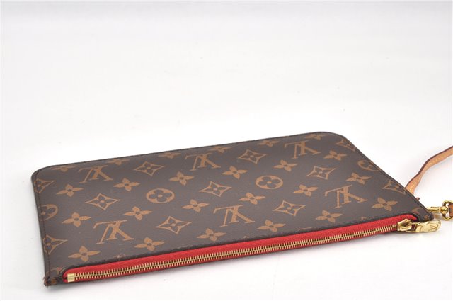 Authentic Louis Vuitton Monogram Neverfull Pouch Purse Clutch Bag Red LV 1717G