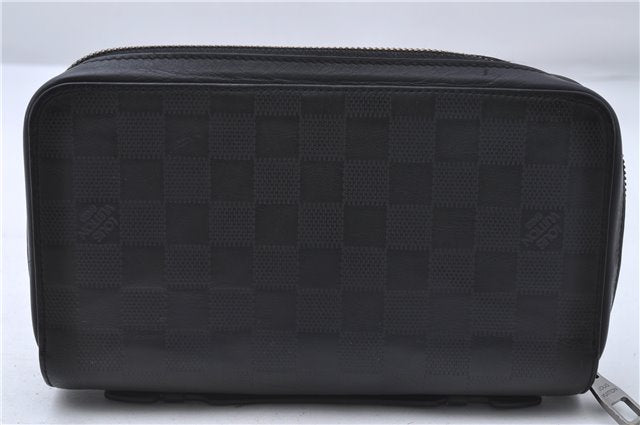 Auth Louis Vuitton Damier Infini Zippy XL Travel Case Wallet N61254 Black 1719D