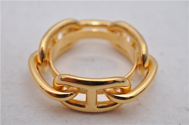 Authentic HERMES Scarf Ring Chaine dAncre Gold 1725D