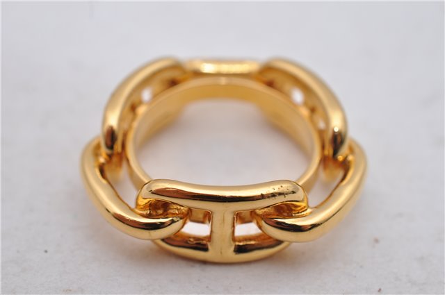 Authentic HERMES Scarf Ring Chaine dAncre Gold 1726D